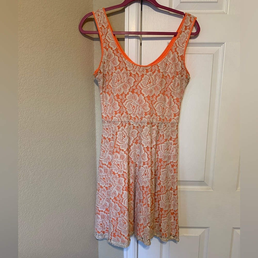 Bar III Orange Sleeveless Scoop Neck Sundress